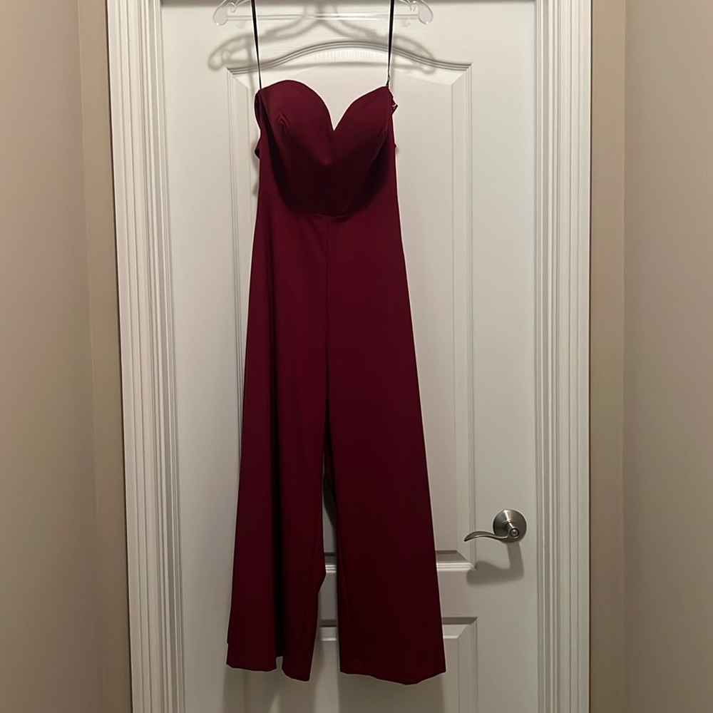 Sweetheart bodice with strappy back ankle jumpsuit